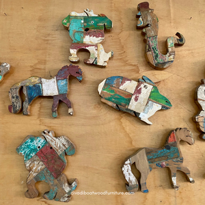 Figuras de Animales de Madera Hechas a Mano, Decoración de Pared, Piezas de Arte, Animales de Madera de Barco Reciclada, Decoración del Hogar, Artesanía Animal - Product Image 4