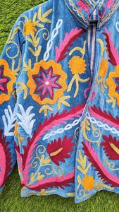 High On Demand Handmade <b>Vintage</b> Suzani Embroidered <b>Jacket</b> for Women Bohemian Tribal Style Coat Available For Export From India - Product Image 5