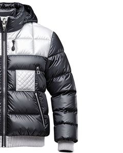 Doudounes matelassées brillantes pour hommes avec capuche Vêtements d'extérieur chauds d'hiver avec fermeture à glissière Manteaux de mode pour temps froid - Product Image 3