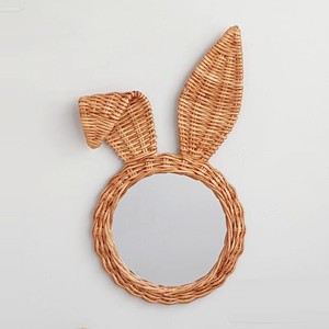 Espejo de pared de ratán hecho a mano para habitación de niños, colgante de mimbre montado en la pared, con forma de conejo, nuevo artículo - Product Image 2