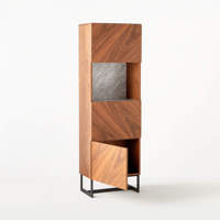 Best Home Armoire de bar de salle à manger en bois avec étagères en marbre et plateau pour le rangement