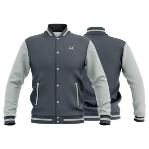 เสื้อแจ็คเก็ตบอมเบอร์ทรงวาร์ซิตี้แบบสั่งทำพิเศษ เป็นมิตรกับสิ่งแวดล้อม กันลม ระบายอากาศได้ดี คอทรงโอ สีพื้น ผ้าวูลผสมวิสโคส ตัวนอกเป็นโพลีเอสเตอร์ - Product Image 3