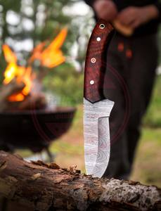 Handmade Damascus Steel Fixed Blade Knife High Carbon Fixed Blade Hunting Knives with <b>Leather</b> Sheath - Product Image 4