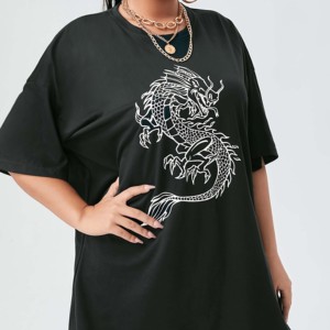 Camiseta de gran tamaño transpirable OEM para mujer, ropa de calle de moda de alta calidad para verano, camisetas de manga corta con estampado digital para mujer - Product Image 4