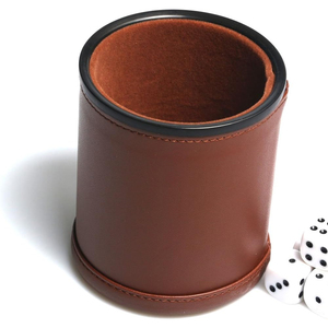 Coupe à dés Casino Bar Divertissement familial Jeu de dés Tasses droites Coupe à dés en cuir marron OEM - Product Image 2