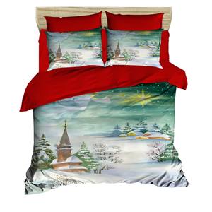 Housse de couette double en coton 200x220cm, motif de Noël festif, imprimé numérique, style classique pour la maison, pour les fêtes - Product Image 1