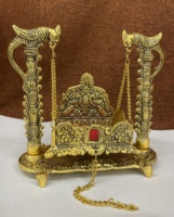 Nouveauté, perroquet indien fait à la main, décoratif, plaqué or, jhoola de 7 pouces, pour la décoration de la maison, la décoration de bureau
