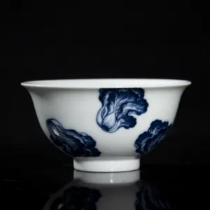 Tasse à thé en porcelaine bleue et blanche de style chinois en gros tasse à thé en céramique personnalisée acceptée pour boire