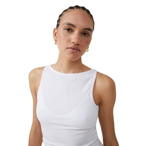 Ropa de verano de alta calidad ligera 240 Gsm transpirable Slim Fit corto al por mayor personalizado liso moda mujeres camisetas sin mangas - Product Image 6