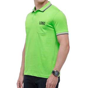Polo de golf respirant à manches courtes coupe ajustée vêtements de golf d'été à séchage rapide t-shirt de couleur verte logo personnalisé tricoté - Product Image 2