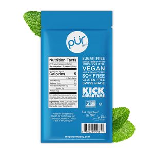Goma PUR |   Chicle Sin Aspartamo |   100% Xilitol |   Goma de mascar con sabor a menta natural, 55 piezas (paquete de 12) - Product Image 6