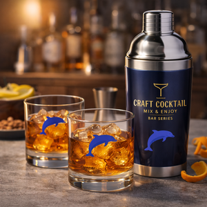 Coctelera Premium de Acero Inoxidable con Vasos de Vidrio, Caja de Regalo, Diseño de Delfín, Juego de Utensilios de <span class=keywords><strong>Bar</strong></span> para Fiestas - Product Image 6