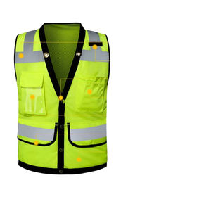 เสื้อกั๊ก Hi viz เสื้อตาข่ายสะท้อนแสงกระเป๋าด้านข้างทำจากโพลีเอสเตอร์ออกแบบโลโก้ได้ตามต้องการ - Product Image 2