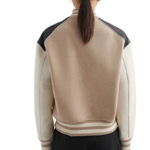 Chaqueta de invierno de piel auténtica con bordado de letras de chenilla personalizada al por mayor, chaqueta de piel auténtica para mujer - Product Image 4