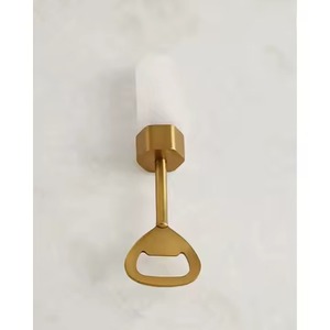 Abridor de Botellas con Mango de Piedra Preciosa, Cristal Blanco con Acabado de Latón, Abridor de Tapas de Cerveza y Refrescos de Lujo, Herramienta Decorativa para Cocina y Bar, Regalo - Product Image 1