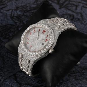 Montre Hip Hop pour homme, acier inoxydable, diamant moissanite, décontractée, formelle, mouvement à quartz automatique, cadran numérique - Product Image 2