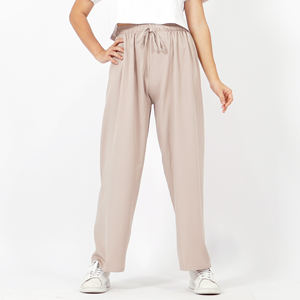 Pantalones largos informales sueltos transpirables con cintura elástica para mujer, Pantalones rectos Hani - Product Image 1