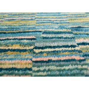 Tapis en laine noué à la main Nuray Green, grande surface 9x12, motif rayé et abstrait pour la maison, le couloir et la chambre, modèle Pae-1345 - Product Image 3