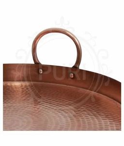 ถาดเสิร์ฟทองแดงบริสุทธิ์ทรงกลมตกแต่งด้วยการออกแบบทางเรขาคณิตสำหรับงานปาร์ตี้ในราคาขายส่งโดย aaliyan impex - Product Image 5