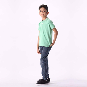 Temporada de verano 100% piqué de algodón peinado 220 Gsm logotipo bordado personalizado manga corta verde menta niños Polo - Product Image 3