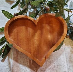 Wooden Heart Shaped Bowl Handmade Natural Wood Serving Bowl Eco Friendly Kitchen Tableware Bulk <b>Supply</b> - Product Image 6