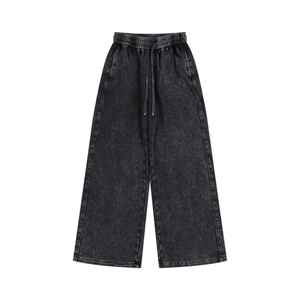 Pantalon de survêtement personnalisé 100% coton de luxe pour hommes, jambe droite, délavé au soleil avec logo brodé, pantalon de survêtement en polaire de style décontracté - Product Image 4