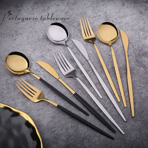Juego de cubiertos de acero inoxidable con un aspecto refinado dorado, perfecto para la cocina del hogar, restaurantes, hoteles, cenas y uso diario. - Product Image 2