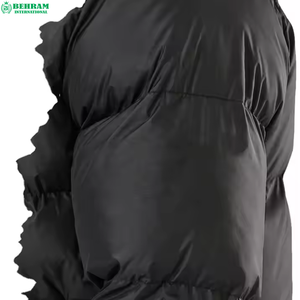 Wholesale Behram International Men's Winter Black High Street Style Windproof Breathable Puffer <b>Jacket</b> for Adults - Product Image 3
