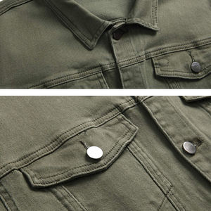 Vintage Winter Fashion Style Casual Distressed Button Jean <b>Jacket</b> for <b>Men</b> Ripped Sports Denim <b>Trucker</b> - Product Image 4