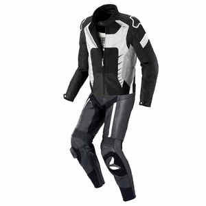 Combinaison de course moto en cuir noir et blanc anti-chute, nouvelle conception 2025, unisexe, deux pièces, équipement moto personnalisé, été, hiver, coupe-vent - Product Image 1