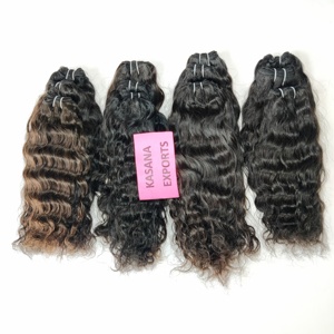 Indien 100% Remy Temple vierge couleur naturelle traitement couleur naturelle vague profonde matière première en gros Extensions de cheveux humains - Product Image 1