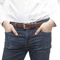 Kivotech Ceinture en cuir de vachette véritable pour homme 100% cuir véritable marron de haute qualité