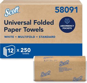 กระดาษเช็ดมือแบบพับได้ Scott Professional แบบแพ็คใหญ่ 12 ห่อ x 250 แผ่น (58091) - Product Image 1
