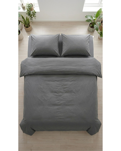 Parure de lit de luxe 4 pièces en polycoton, gris uni, comprenant une housse de couette, un drap-housse et des taies d'oreiller, pour la maison, l'hôtel et l'hôpital - Product Image 4