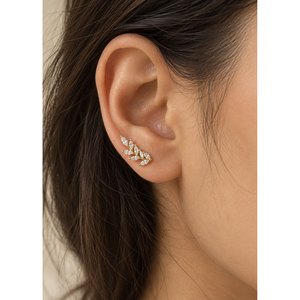Pendientes de Zirconia con Corte Marquesa en Forma de Hoja y Pétalo - Product Image 2