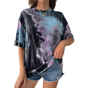 High Quality 100% Cotton <b>Tie</b>-<b>Dye</b> <b>T</b>-<b>Shirt</b> for <b>Women</b> Custom Oversized Fashion for Summer - Product Image 1