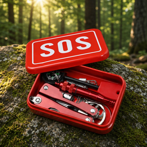 Kit de Supervivencia de Emergencia SOS en Caja Metálica con Herramientas Esenciales para Camping, Senderismo y Viajes - Product Image 2