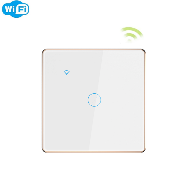 Smart Home Device WiFi Light Switch 1 Gang Touch Panel 10A Gold Aluminum Frame PC Material Home Automation Wall Switch