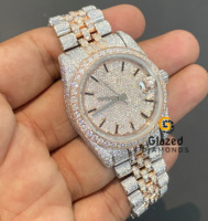 Reloj de pulsera de diamantes de corte redondo de moissanita de acero inoxidable con elegancia brillante para hombres con claridad Vvs mejorada para usar en cualquier lugar