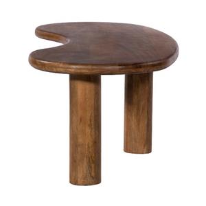 Table basse ronde en bois organique de mangue modernité légère et portable avec hauteur réglable pour meubles de salon - Product Image 1