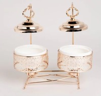 Belle casserole de service buffet en or rose en acier inoxydable chauffe-plats avec design laser fait main