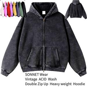 Sweat à capuche surdimensionné vintage délavé à l'acide pour hommes de haute qualité sweat-shirt Streetwear lourd en coton avec poche - Product Image 6