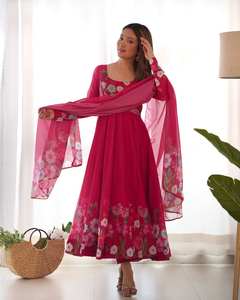 Salwar Kameez de Luxe en Soie et Coton Satiné, Lourd, Pur et Doux, pour Femme, Idéal pour les Fêtes, avec Magnifique Motif Imprimé, en Mousseline Séchage Rapide, Toutes Saisons - Product Image 6