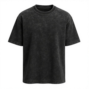 Men Acid <b>Wash</b> T Shirt Oversized Vintage Washed Cotton Streetwear Custom Logo Heavyweight Blank Tee Manufacturer - Product Image 3