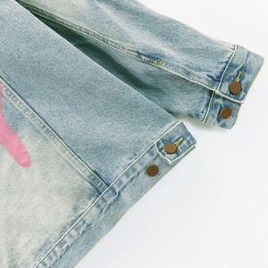 Chaquetas de Diseñador para Hombre, Estampado de Palmeras, Estilo Vintage, Desgastado, Agujeros, Ropa Urbana, Chaqueta Vaquera Lavada para Hombre - Product Image 4