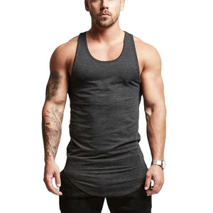 Vente en gros de débardeur côtelé pour hommes avec impression de logo personnalisé débardeur d'entraînement pour hommes vêtements de fitness - Product Image 2