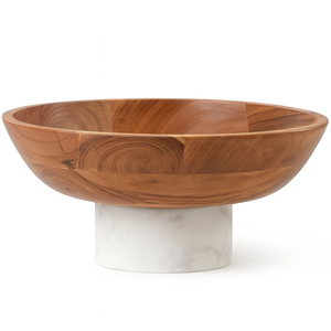 Bol de piédestal en bois de manguier naturel fabriqué à la main plateau de fruits surélevé décoratif avec base en cône pièce maîtresse en bois rustique pour la cuisine - Product Image 2