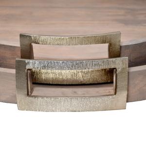 Plateaux de rangement et de service ronds élégants en bois massif avec rebord surélevé et poignées faciles à saisir, parfaits pour bar, table basse et décoration intérieure - Product Image 4