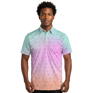 Polo à manches courtes pour homme, imprimé dessin animé, dégradé de couleurs, tricoté en polyester, design décontracté et respirant - Product Image 4