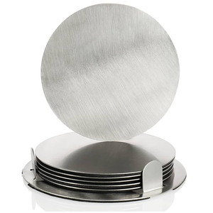 Aluminium <b>Coaster</b> with stand Round Shape for Home Dining Table Drink <b>Glass</b> Cup Serving <b>Coasters</b> For Kitchen - Product Image 1